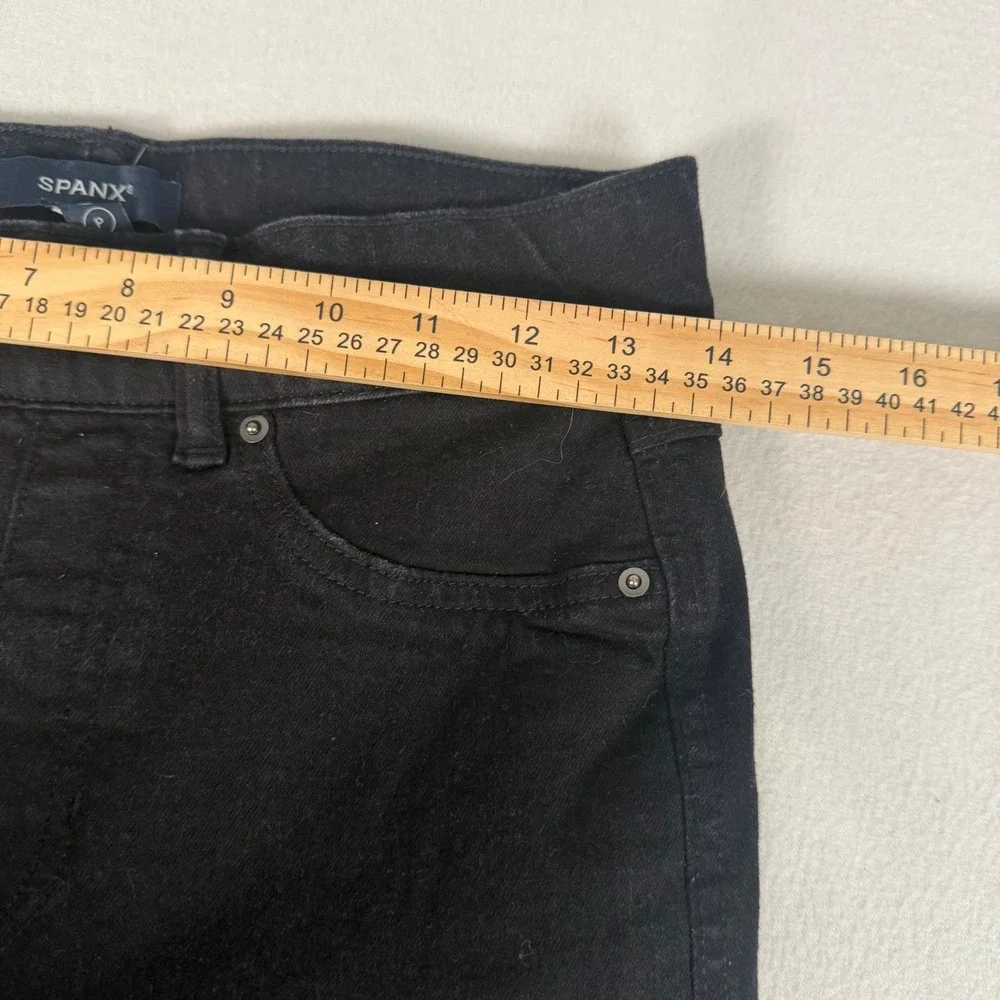 Spanx Flare Jeans Womens S Petite Black Cotton Blend Pull On High Rise‎ Stretch